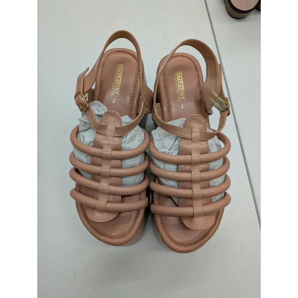 Sandals Style Strategy Women Nude Strappy Sandals Ankle Strap Summer